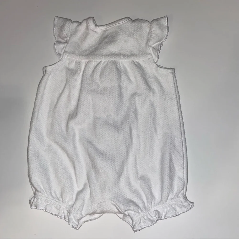 ⭐️3/$20 Little Me Romper, white with rosebud accents. Size 6 months